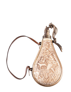 Caixa de pólvora de marfim para armas de pederneira