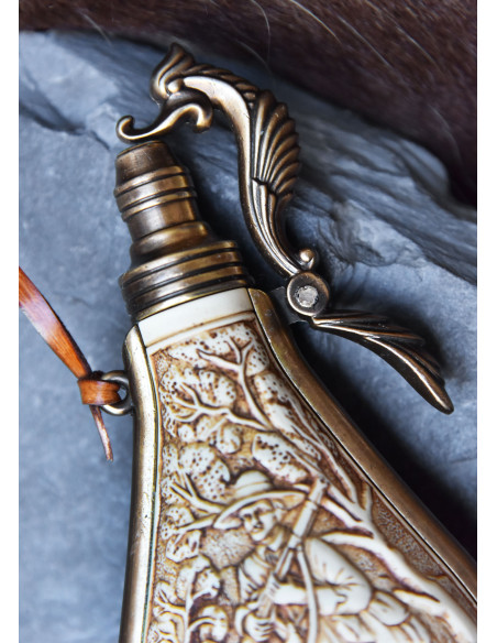 Caixa de pólvora de marfim para armas...