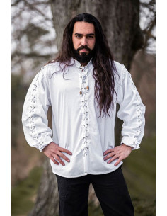 Camisa medieval com laços modelo Gustavo, cor branca