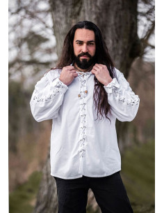 Camisa medieval com laços modelo Gustavo, cor branca 2