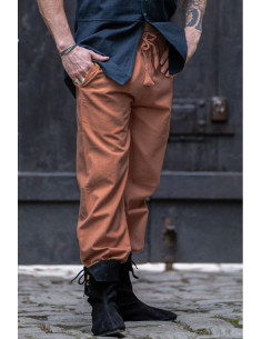 Calça medieval Unissex Tobacco Marrom com elástico na...