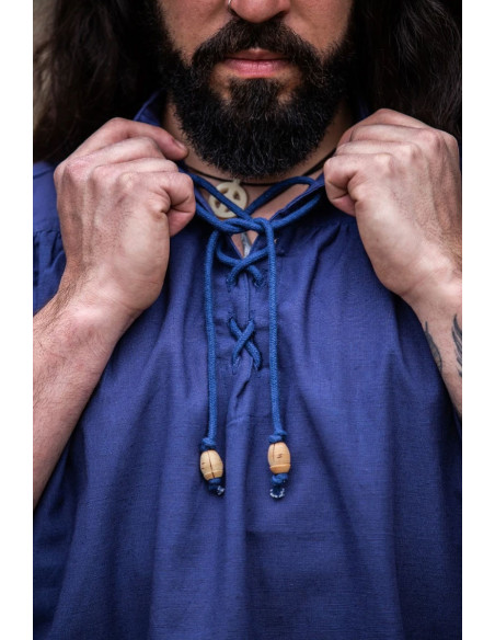Camisa medieval azul sem mangas,...