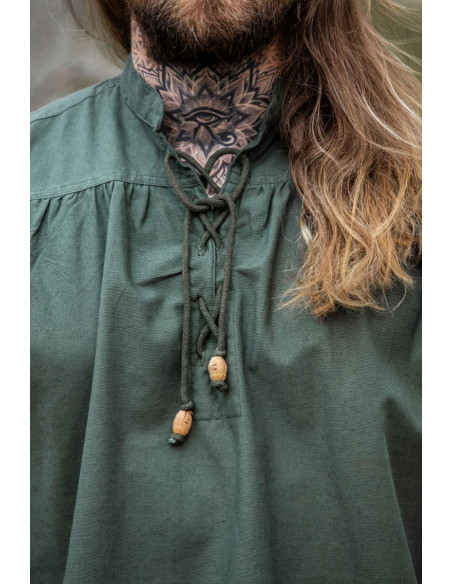 Camisa medieval verde sem mangas,...
