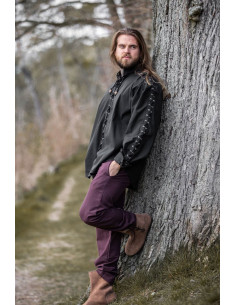 Camisa medieval com laços modelo Gustavo, cor preta