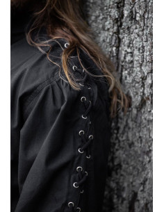 Camisa medieval com laços modelo Gustavo, cor preta 2
