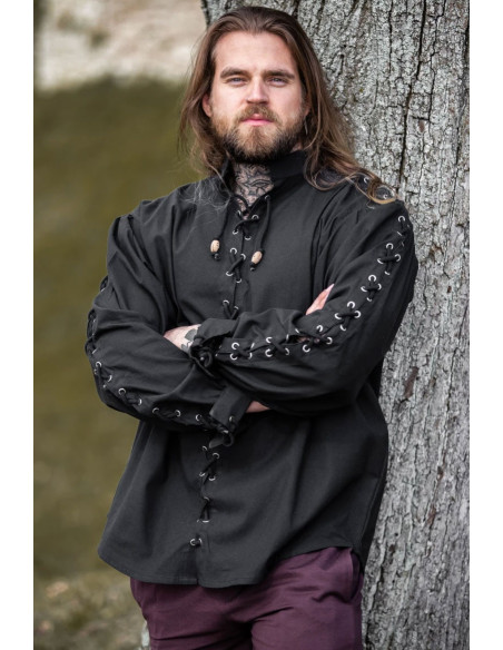 Camisa medieval com laços modelo...