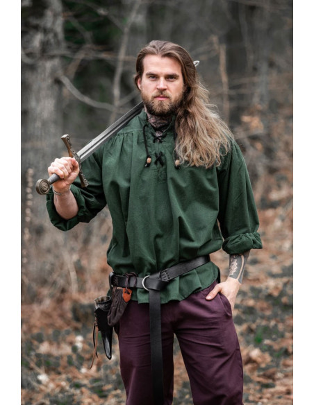 Camisa medieval com laços modelo...