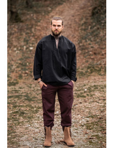 Camisa medieval modelo Batrholomeus, cor preta