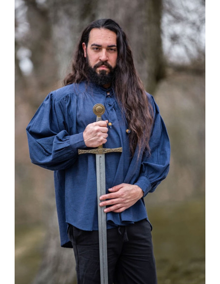 Camisa medieval modelo Leopold, cor azul