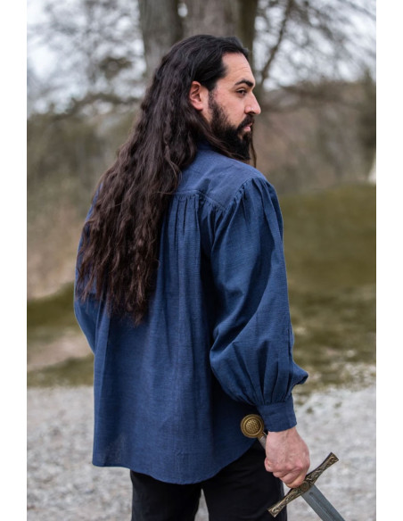 Camisa medieval modelo Leopold, cor azul
