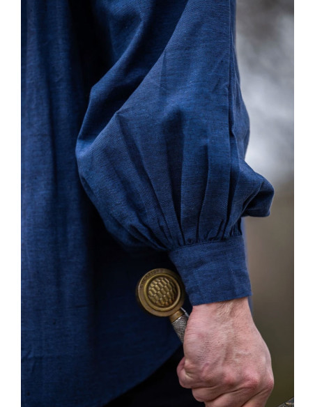 Camisa medieval modelo Leopold, cor azul