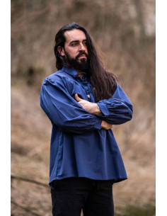 Friedrich camisa medieval azul com laços 2