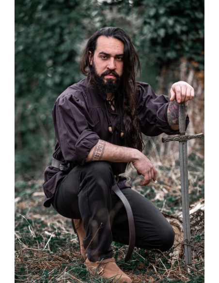 Camisa medieval Friedrich marrom...