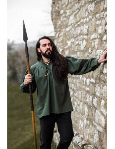 Friedrich verde camisa medieval com gravatas 2