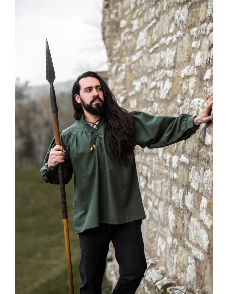Friedrich verde camisa medieval com...
