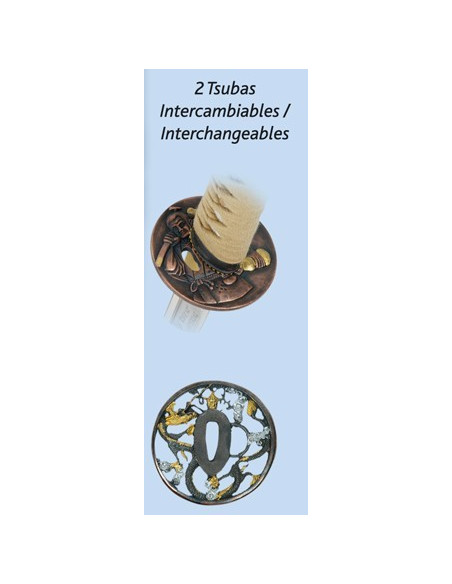 Aço Carbono Katana + tampa + box + Kit de limpeza + 2 tsubas