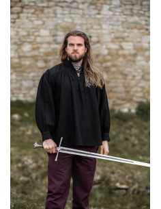 Camisa medieval preta com laços
