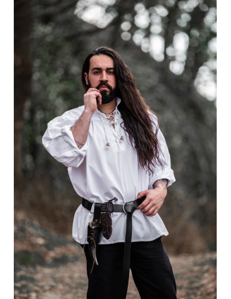 Camisa medieval Friedrich branca com...