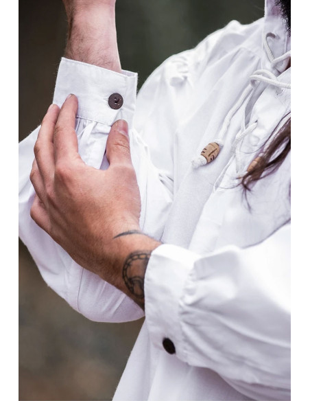 Camisa medieval Friedrich branca com...