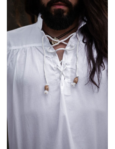 Camisa medieval Friedrich branca com...