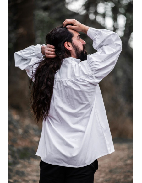 Camisa medieval Friedrich branca com...