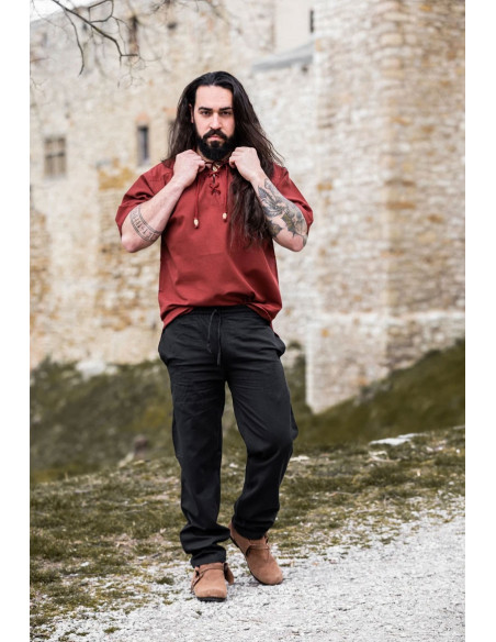 Camisa medieval de manga curta com...