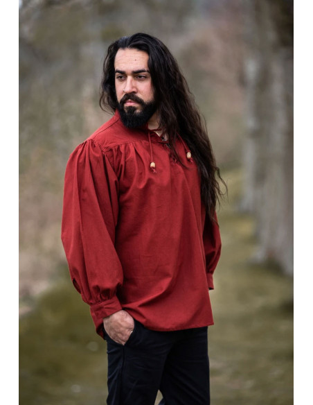 Camisa medieval vermelha Friedrich...