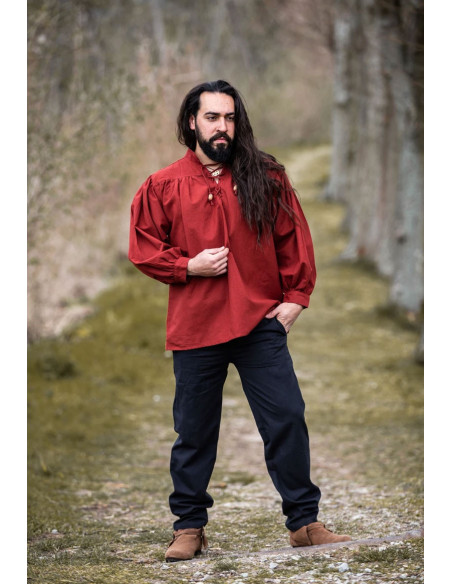 Camisa medieval vermelha Friedrich...