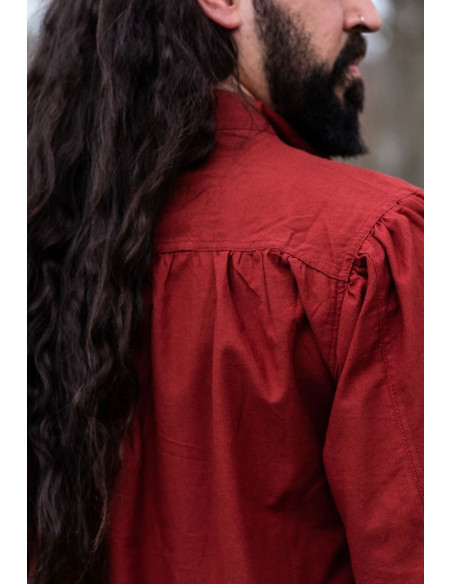 Camisa medieval vermelha Friedrich...