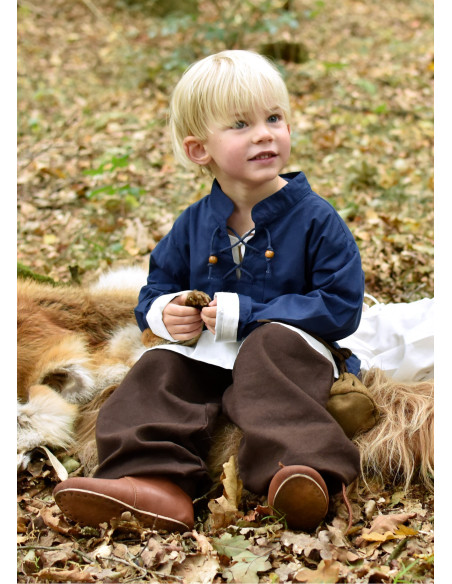Camisa medieval azul para menino, Colin
