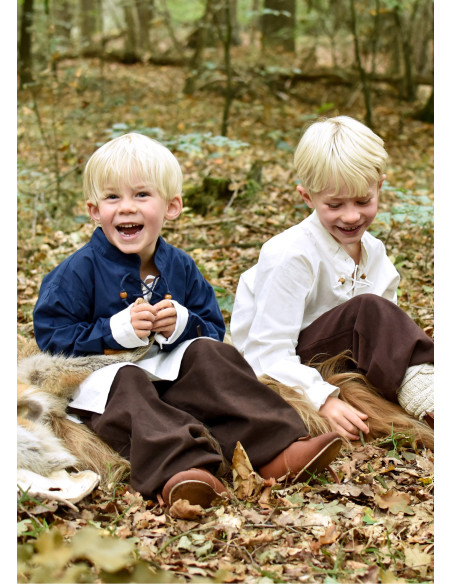 Camisa medieval azul para menino, Colin