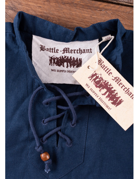 Camisa medieval azul para menino, Colin