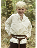 Camisa medieval branca natural para menino, Colin