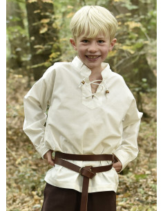 Camisa medieval branca natural para menino, Colin