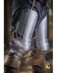 Protetores de perna aço polido Captain series, Epic Armory