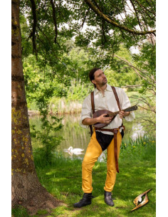 Calça de época em algodão na cor Amarelo Grifo