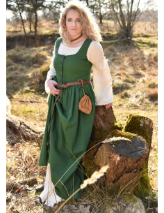 Vestido medieval sem mangas Lene em verde