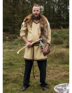 Túnica Viking de algodão, bege 2