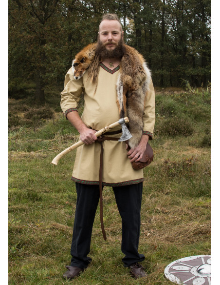 Túnica Viking de algodão, bege