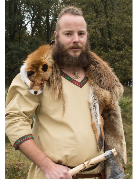 Túnica Viking de algodão, bege