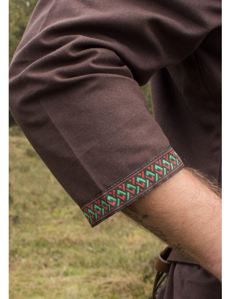 Túnica Viking de algodão, marrom