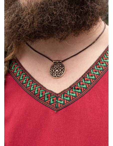 Túnica Viking de algodão, vermelha