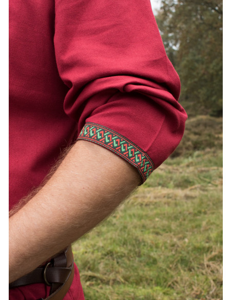 Túnica Viking de algodão, vermelha