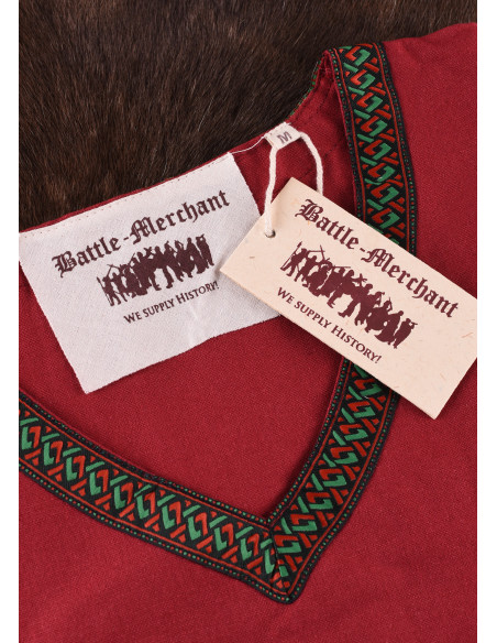 Túnica Viking de algodão, vermelha