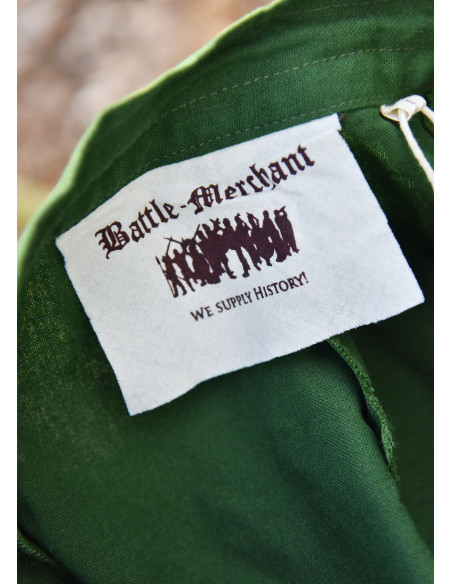 Saia medieval com corte largo, verde