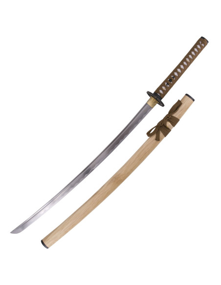 aço carbono Katana, tsuba e apoio