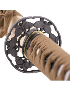 aço carbono Katana, tsuba e apoio 2