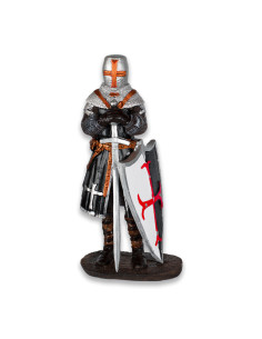 Figura cavaleiro do hospital com espada e escudo, 16 cm.