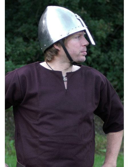 Túnica viking em lã, cor castanha