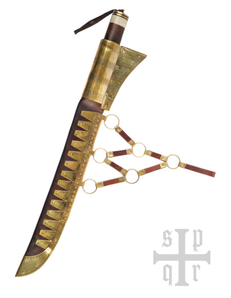 Faca longa viking tipo Seax, aço Damasco